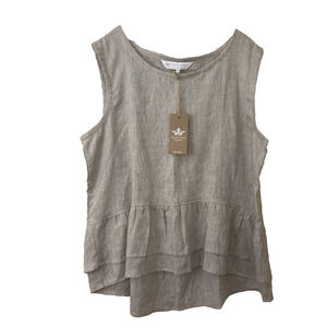Crown Linen Designs NWT 100% Linen Sleeveless Tank Top Ivory Size XL Feminine